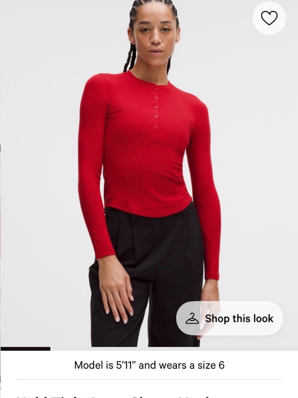 lululemon athletica Red Long-Sleeve Henley Top